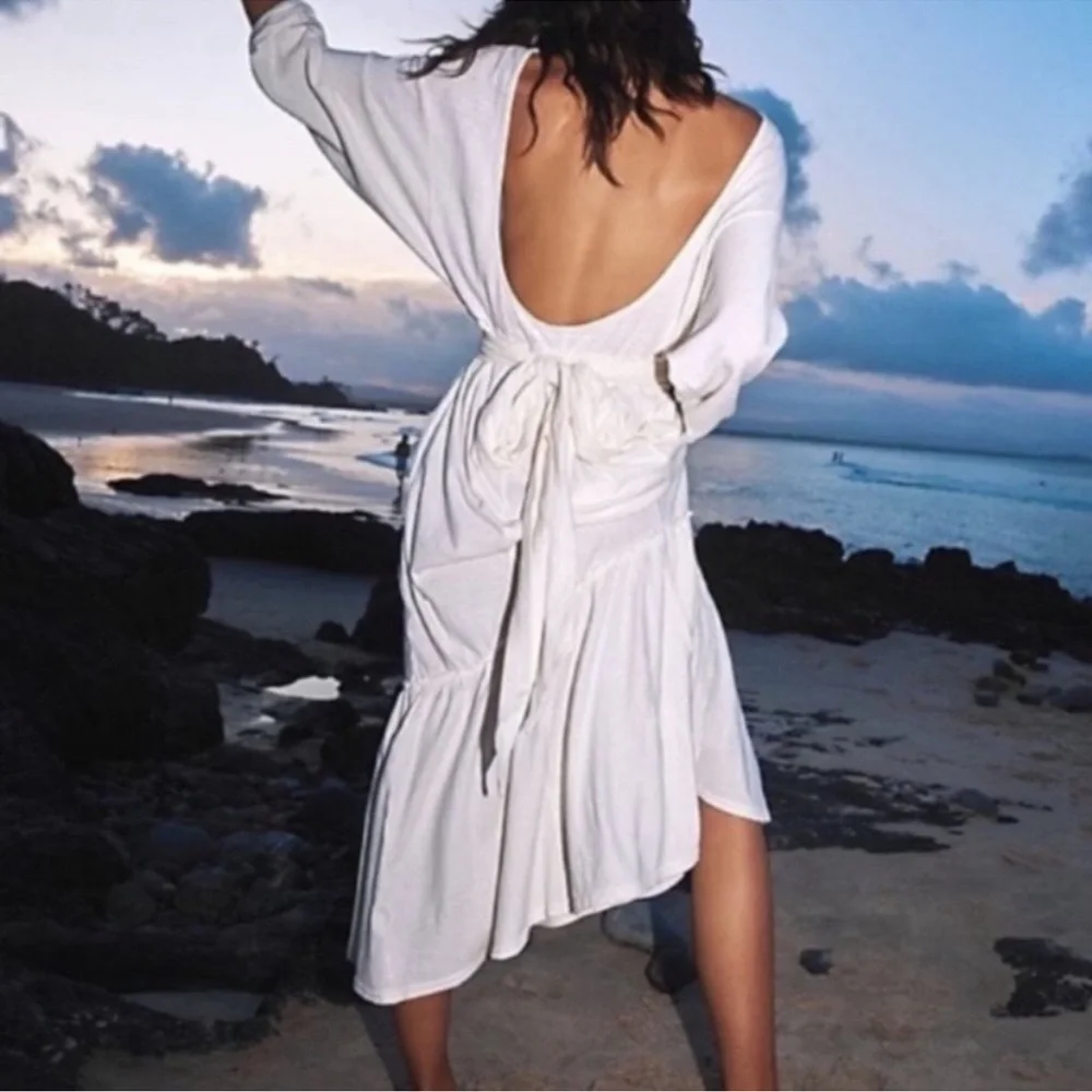 Free People Beach Garcia Midi Dress Black Large - Picture 4 of 14